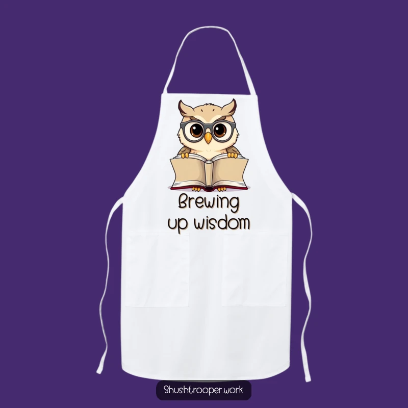 Funny Owl Librarian Apron: Cheerful Bookworm Chef Wear for Kitchen Tales