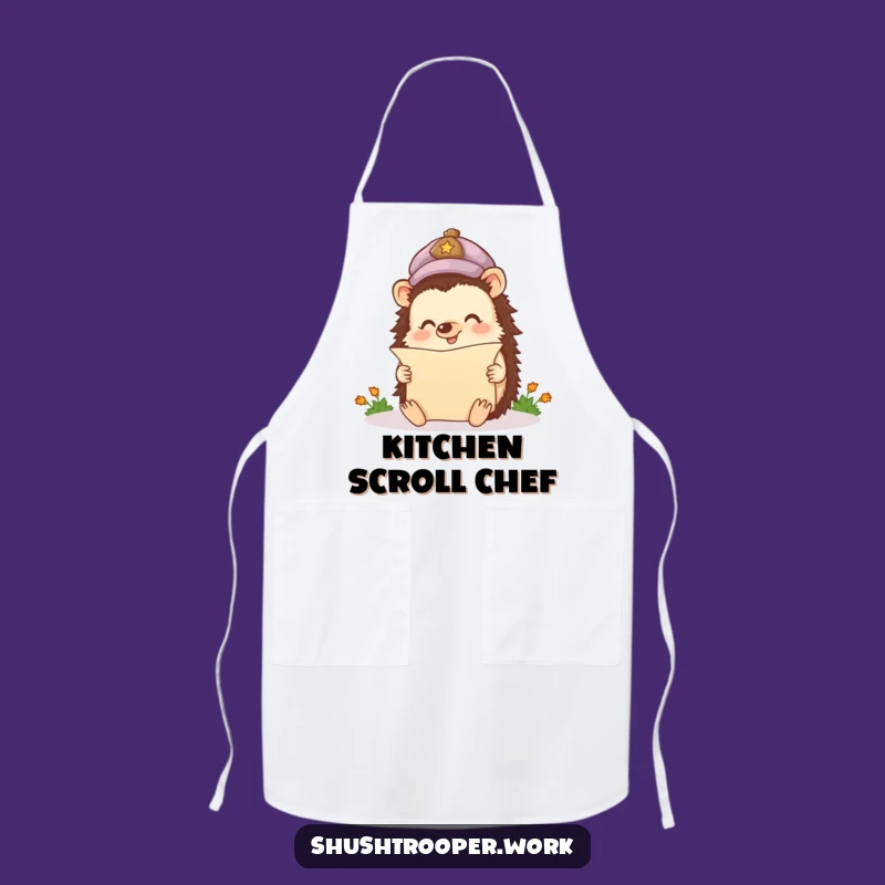 Funny Happy Hedgehog Apron: Cute Scholar Reader Kitchen Wear