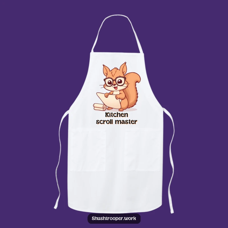 Funny Squirrel Scribe Apron: Cheerful Spectacled Scroll Sorter Kitchen Wear