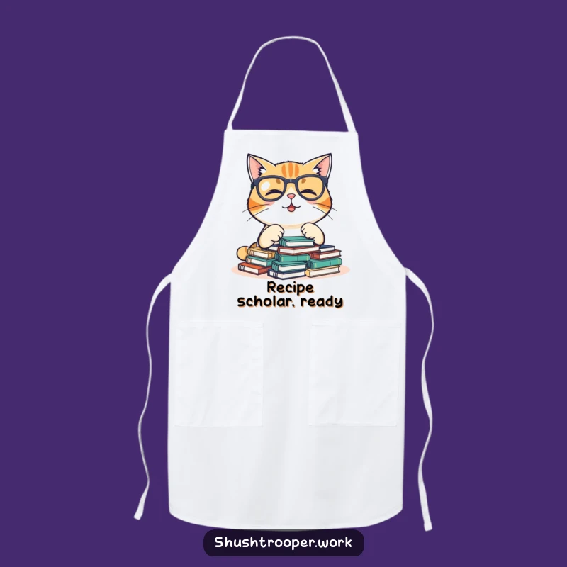 Funny Giggling Cat Apron: Cute Librarian Cat Kitchen Essential