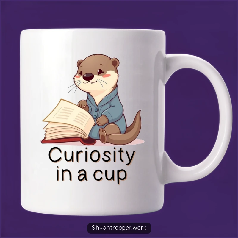 Funny Otter Librarian Mug: Curious Cardigan Reader Giant Book Enthusiast Gift