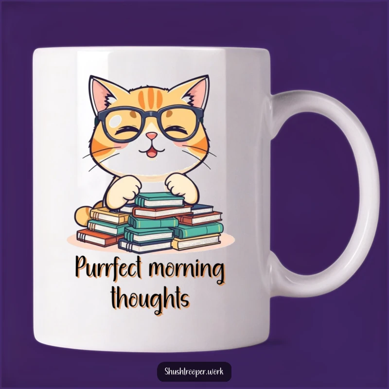 Funny Giggling Cat Librarian Mug: Organized Notebooks Scholar Gift