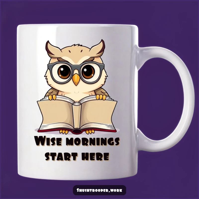 Funny Owl Librarian Mug: Cheerful Spectacled Bookworm Gift for Readers