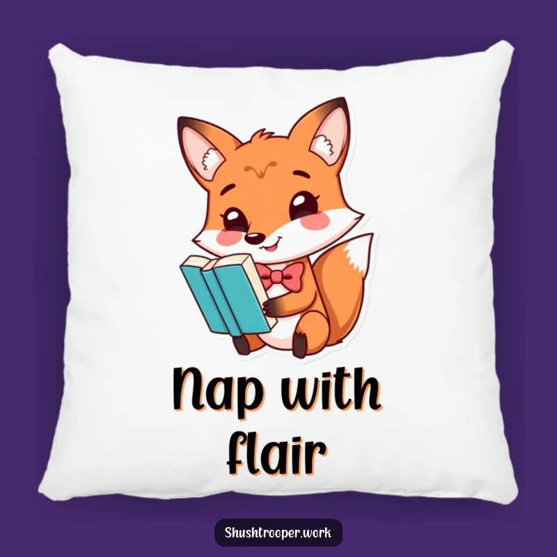 Funny Fox Pillow: Dapper Comfort for Bookish Lounges