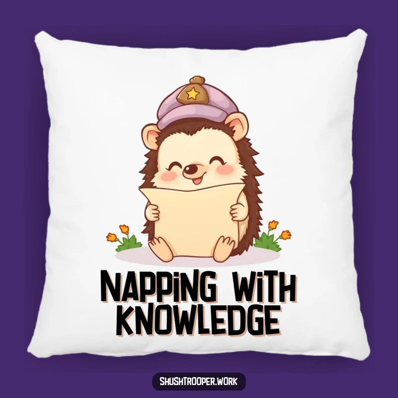 Soft Funny Happy Hedgehog Pillow: Cozy Scholar Reader Accent