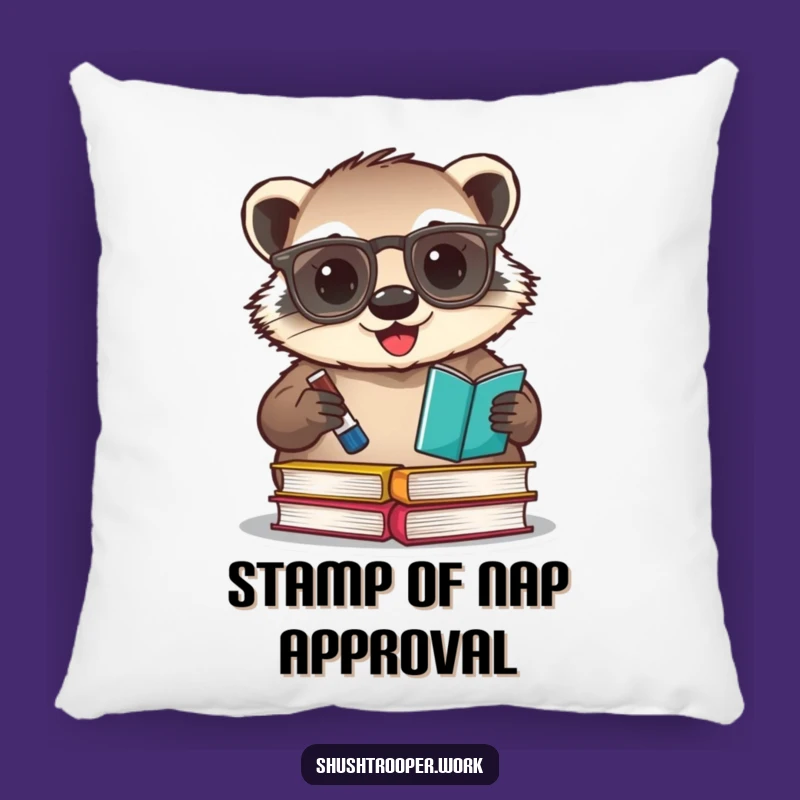 Funny Badger Librarian Pillow: Comfy & Hilarious Book Lover Accent