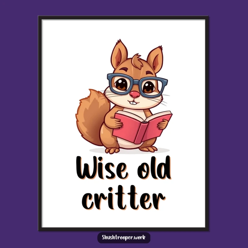 Funny Squirrel Digital Art Print: Intellectual Whimsy for Your Walls