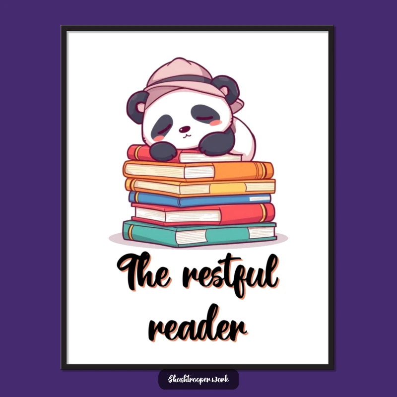 High-Quality Funny Sleepy Panda Digital Art: Peaceful Book Napper