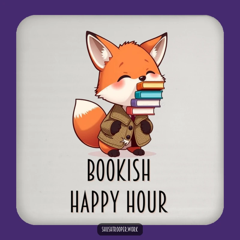 Funny Fox Book Lover Coaster: Humorous Literary Gift for Tables