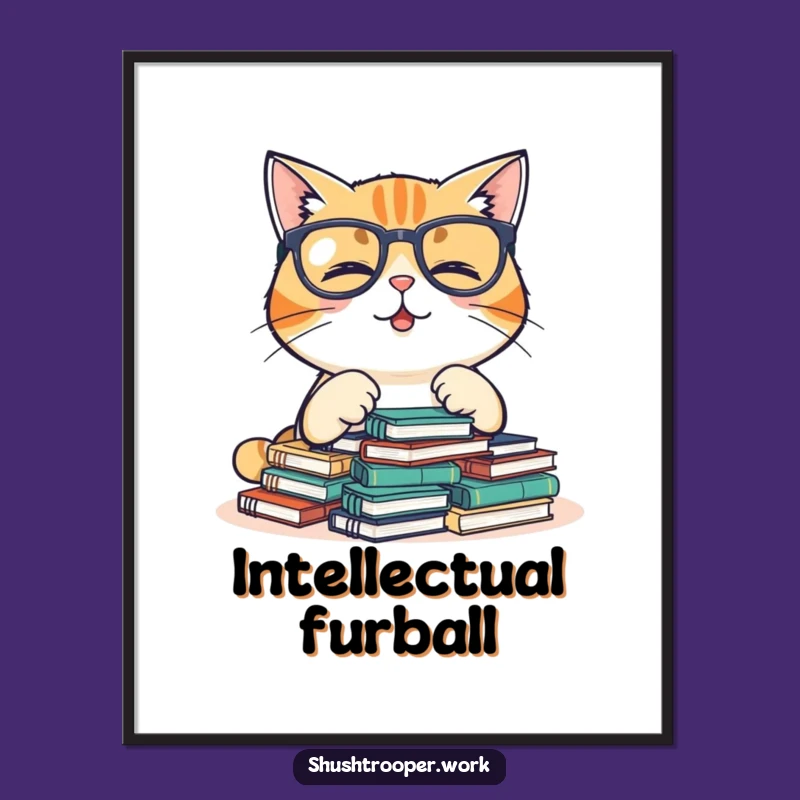 Charming Funny Giggling Cat Poster: Whimsical Notebook Organizer Art