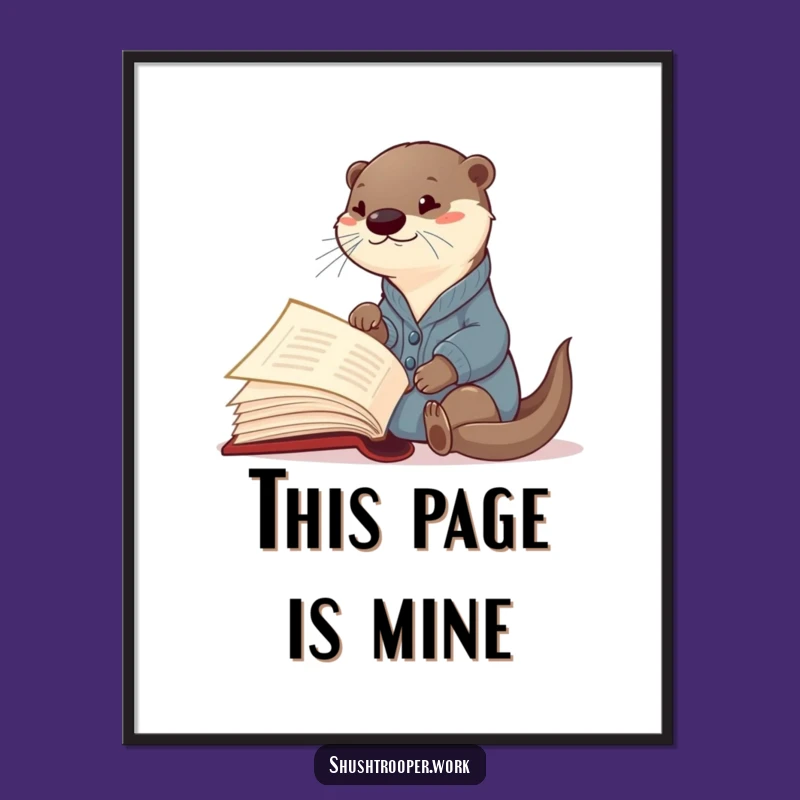 Funny Otter Librarian Poster: Curious Cardigan Reader Giant Book Art Print