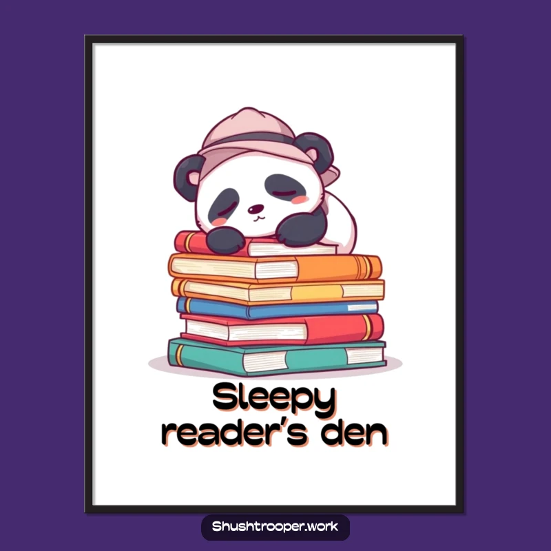 Adorable Funny Sleepy Panda Poster: Peaceful Book Napper Art