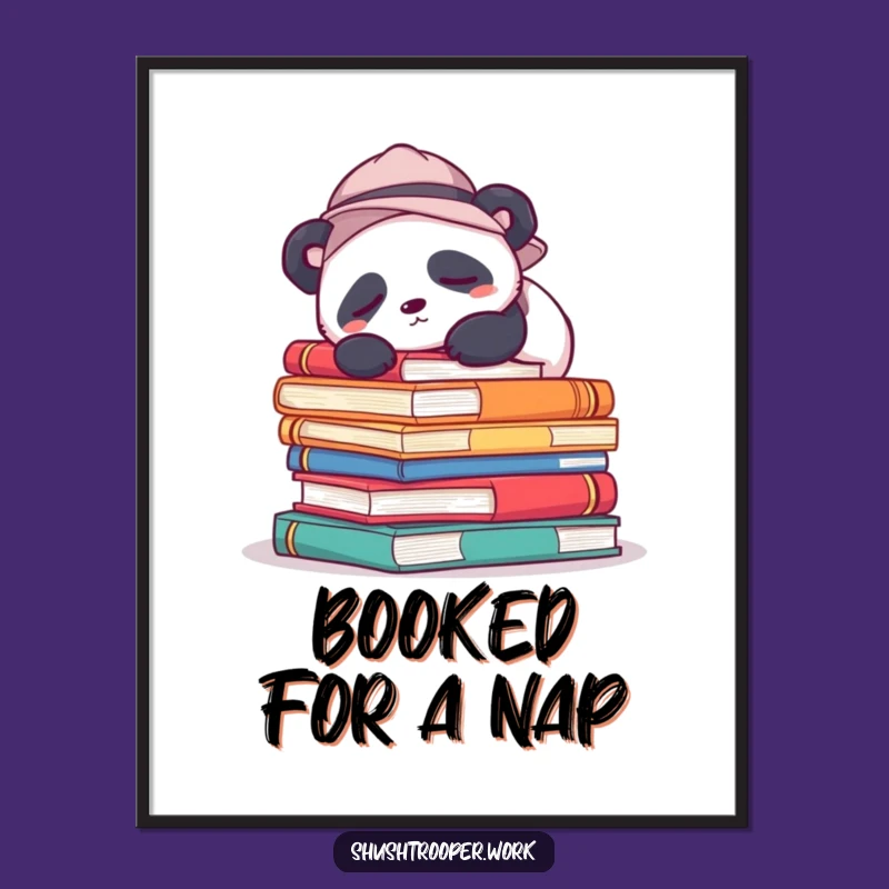 Free Printable Sleepy Panda Wall Art - Cozy Reading Nook Decor Downloadable