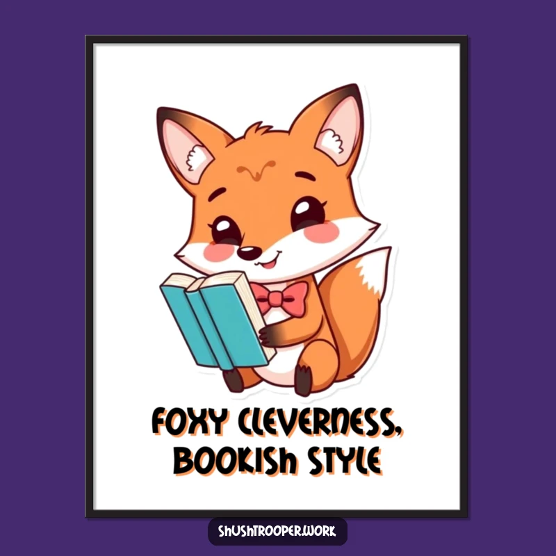 Funny Free Printable Wall Art: Playful Fox Balancing Book, Quirky Downloadable Decor