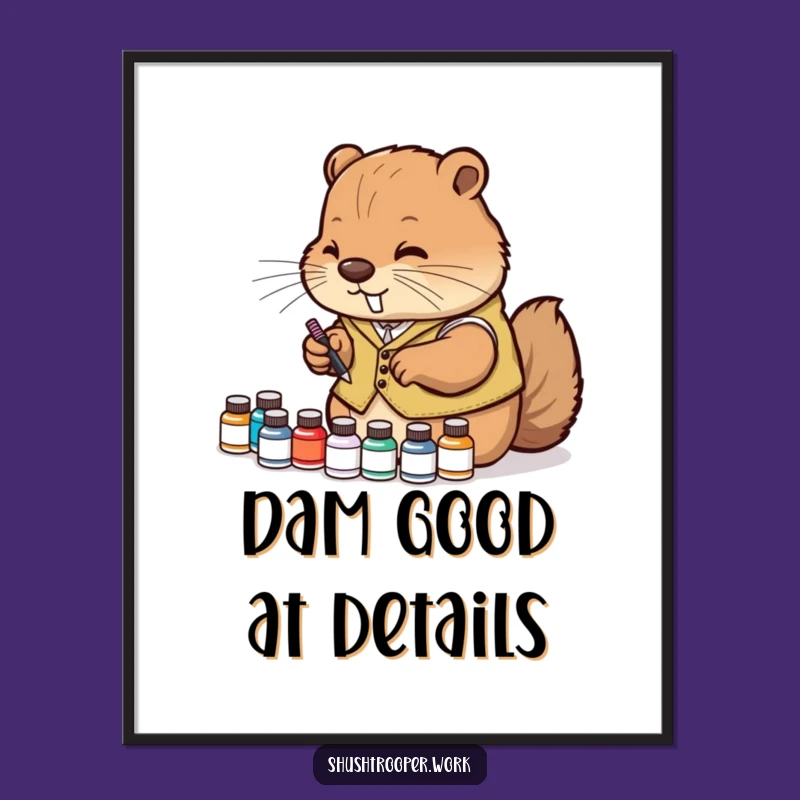 Free Printable Diligent Beaver Wall Art - Crafty Office Decor Downloadable