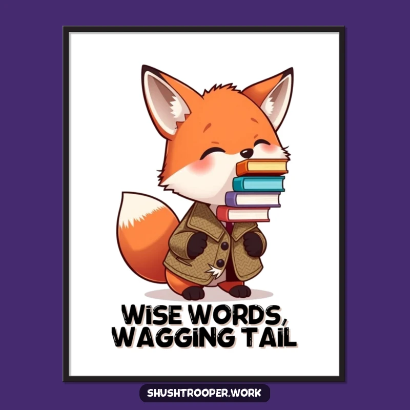 Hilarious Free Printable Wall Art: Tweed Fox Book Balance, Funny Downloadable Decor