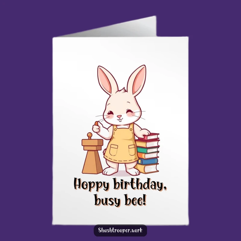 Free Printable Birthday Card: Busy Bunny Stamping Books, Energetic Downloadable Gift