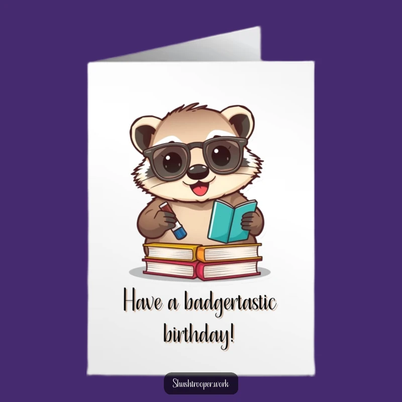 Free Printable Birthday Card: Happy Badger Stamping Books - Fun Downloadable Gift Idea