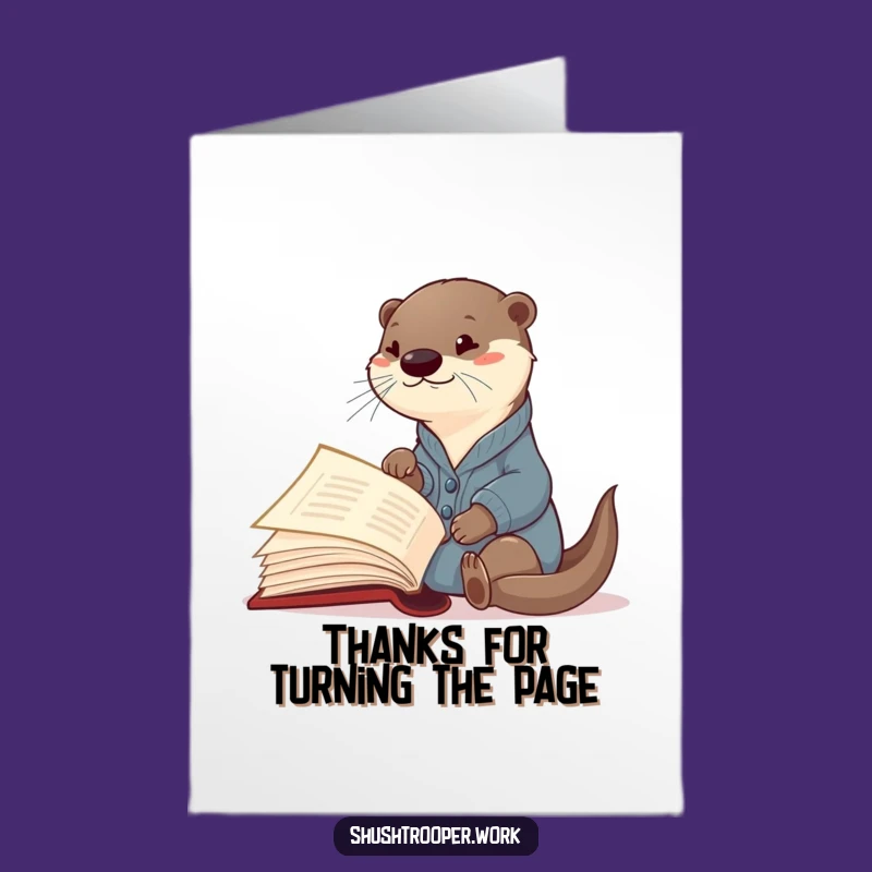 Free Printable Otter Bookworm Thank You Card - Funny Curious Gratitude Downloadable Gift