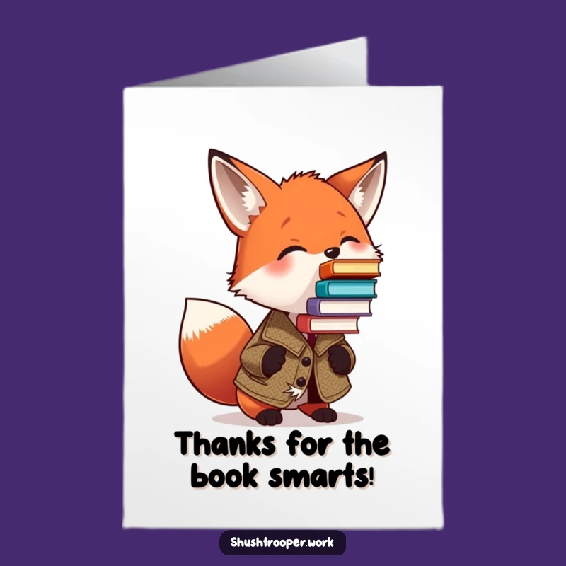 Free Printable Thank You Card: Tweed Fox Book Brilliance, Downloadable Gift