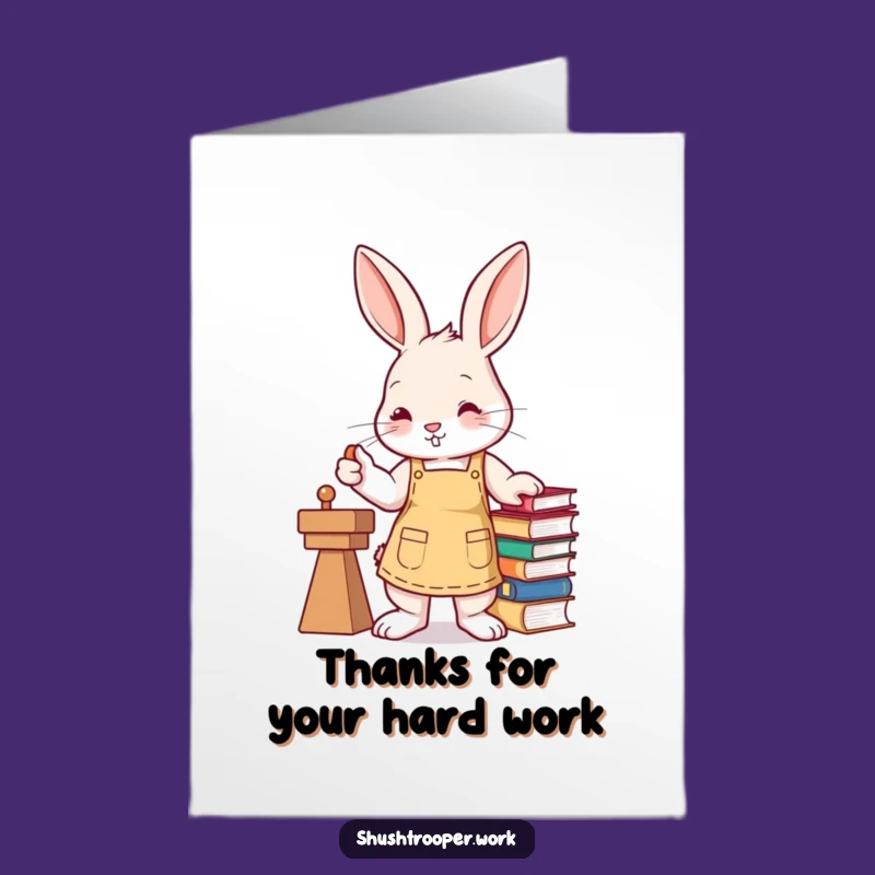 Free Printable Thank You Card: Efficient Bunny's Gratitude, Funny Downloadable Gift