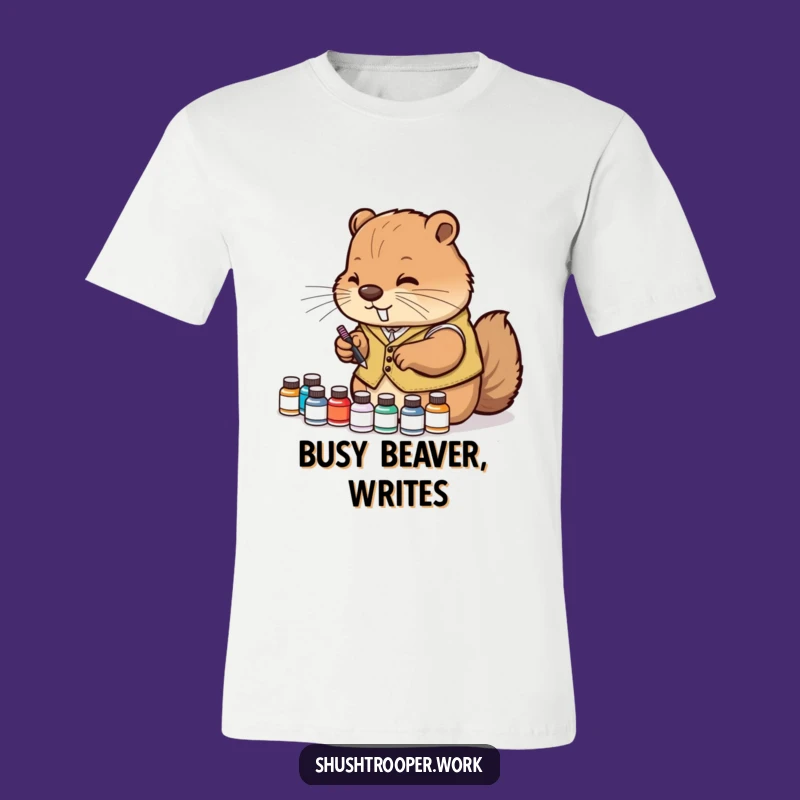 Funny Diligent Beaver T-Shirt: Crafty Artist Ink Collector Tee