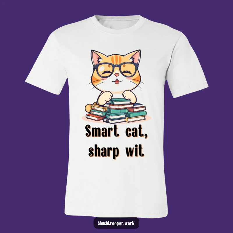 Funny Giggling Cat Notebook T-Shirt: Adorable Scholar Cat Fashion