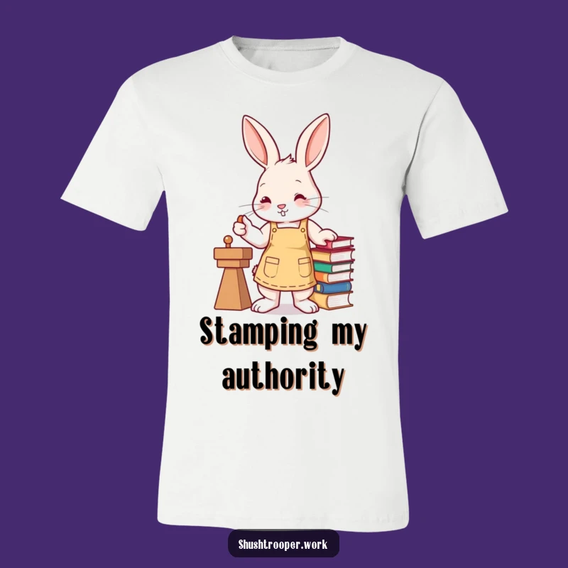 Funny Bunny Librarian T-Shirt: Busy Book Stamper Tee