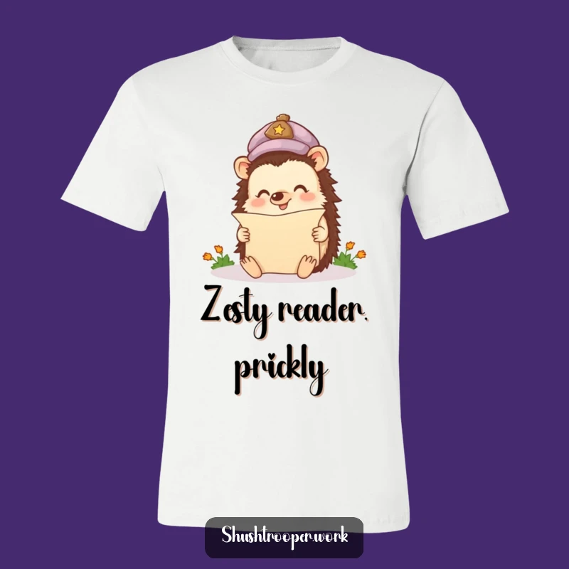 Funny Happy Hedgehog T-Shirt: Adorable Reader Scholar Fashion