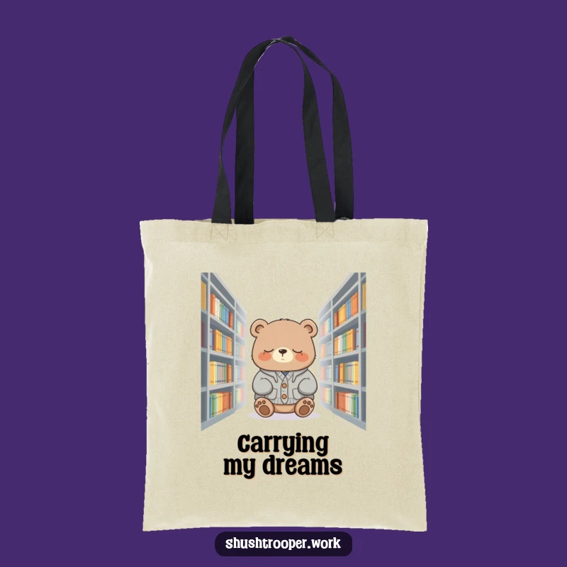 Funny Sleepy Bear Tote Bag: Carry Your Books & Dreams