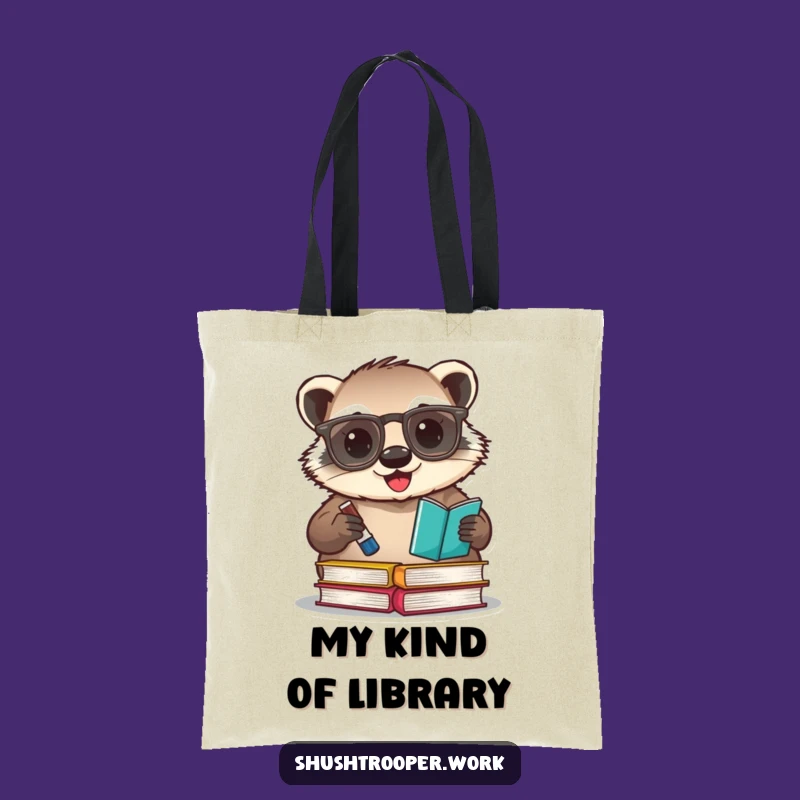 Funny Badger Librarian Tote Bag: Carry Your Books with Enthusiastic Style