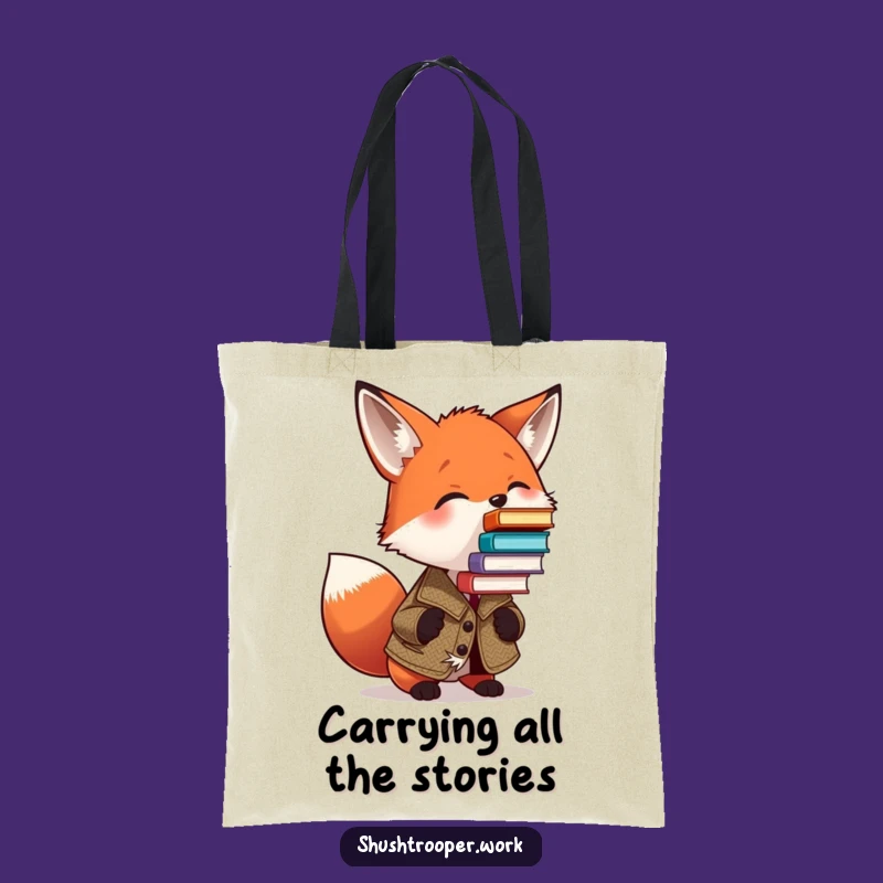 Funny Fox Librarian Tote Bag: Humorous Book Carrier Gift for Readers