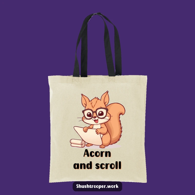 Funny Squirrel Scribe Tote Bag: Cheerful Spectacled Scroll Sorter Accessory